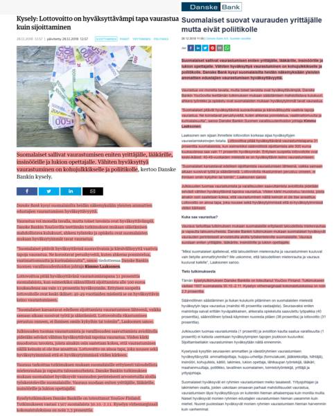 Kauppalehden jutun ja Dansken tiedotteen vertailu