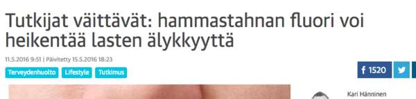 Kauppalehti: Hammastahna heikentää älykkyyttä